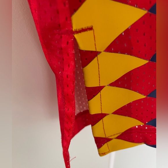 Adidas Red Mesh Striped Tank Side Slit Dress with Embroidered Emblem & Signature - Picture 3 of 9